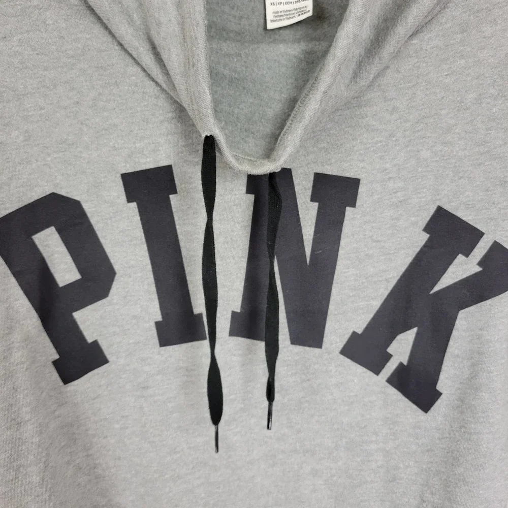 PINK Victoria's Secret Womens Sweatshirt Size XS Gray Cowl Neck Cropped Pullover - Picture 4 of 7